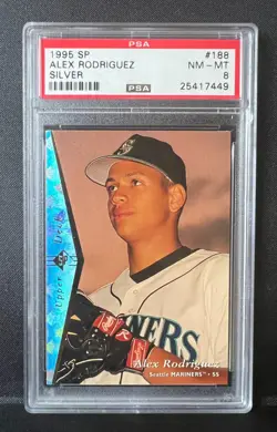 1995 SP #188 Alex Rodriguez PSA 8 NM-MT Silver RC Rookie HOF GOAT Mariners - Image 1