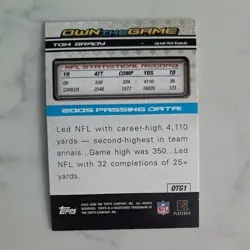 2006 Topps - Own the Game Tom Brady #OTG1 - Image 2