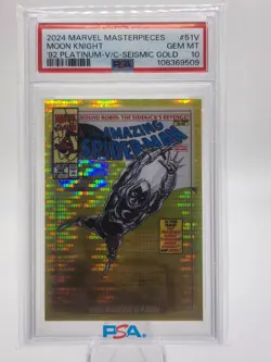 2024 Marvel Masterpieces 92 Platinum Moon Knight V/C Seismic Gold /92 #51V GEM - Image 1