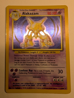 Pokemon card Alakazam Base Set (Unlimited) Holo Rare - 1/102 - LP+/NM - Image 2