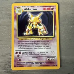 Pokemon TCG Alakazam Base Set 1/102 Holo Unlimited Holo Rare LP - Image 1