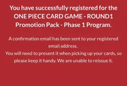 Bandai One Piece Card Game Round 1 Promo Pack Phase 1 PRE-SALE (1 pack) - Image 2