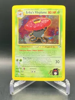 Erika's Vileplume 5/132 Gym Heroes (2000) Vintage Holo WOTC Pokemon Card DMG - Image 1