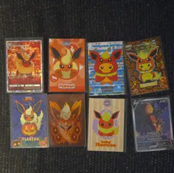 Pokemon Non TCG Flareon V TG01/TG30 & Pikachu #25 Halloween Lot 8 Cards Fan Art - Image 1