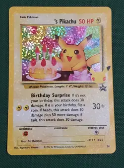 Pokemon Pikachu TCG Holo Rare Birthday Celebrations Card #24 - Image 1