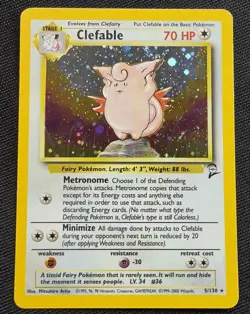 Clefable 5/130 Base Set 2 Holo Rare WotC Pokemon Card LP - Image 1