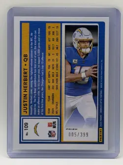 Panini 2025 Donruss Optic Justin Herbert Chargers #109 Blue Prizm /399 - Image 2