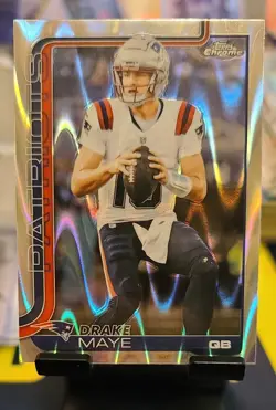 2025 Topps Chrome - Drake Maye #207 RayWave Refractor - Image 1