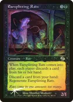 Earsplitting Rats *FOIL Common* Magic The Gathering MtG x1 Judgment NM SP Black - Image 1