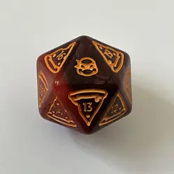 MTG TMNT 20-sided Orange/Red Spindown Die / Dice (XL 32mm) Turtles Pizza Bundle - Image 1