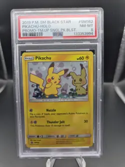 2019 POKEMON SM BLACK STAR PROMO TEAM UP SINGLE PACK BLISTERS PIKACHU-HOLO PSA 8 - Image 1