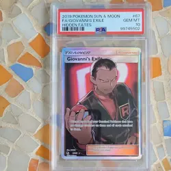 Pokemon TCG Hidden Fates Giovanni's Exile 67/68 Full Art Holo PSA 10 - Image 1