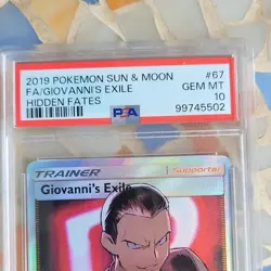 Pokemon TCG Hidden Fates Giovanni's Exile 67/68 Full Art Holo PSA 10 - Image 5