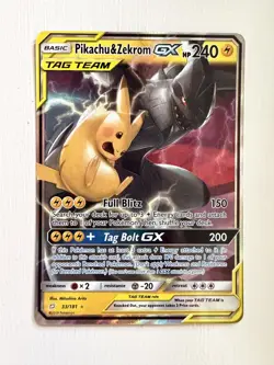 Pokemon TCG Pikachu & Zekrom GX Team Up Holo Card 33/181 NM Condition - Image 1