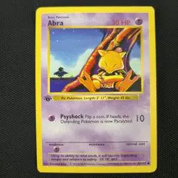 1ST EDITION SHADOWLESS Abra 43/102 Base Set Common Nintendo Pokemon Card - Image 1