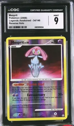 Mesprit 34/146 Legends Awakened Pokemon Reverse Holo CGC 9 MINT (Pack Fresh) - Image 1