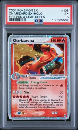 2004 Pokemon EX FireRed & LeafGreen 105 Charizard ex Holo PSA 5 158365532 - Image 1