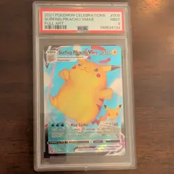 Pokemon Surfing Pikachu VMAX 009/025 Celebrations Full Art Holo Ultra Rare PSA 9 - Image 1