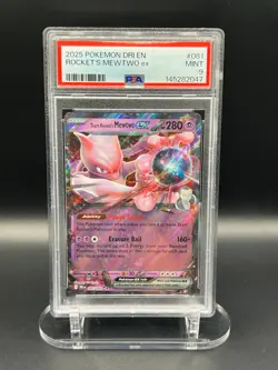 2025 Pokemon Destined Rivals Team Rocket's Mewtwo ex 081/182 PSA 9 - Image 1