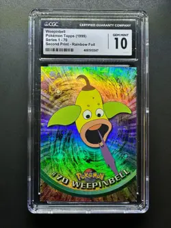 topps Pokemon TV Animation Edition Series 1 Rainbow Foil #70 Weepinbell CGC 10 - Image 1