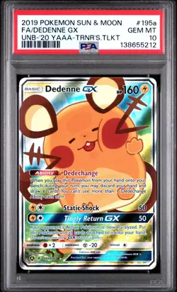 Pokemon Dedenne GX 195a/214 Full Alt Art Trainer Kit Promo PSA 10 GEM MINT - Image 1