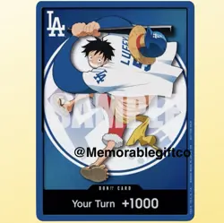PRESALE ONE PIECE X DODGERS PROMO MONKEY D LUFFY DON CARD CARD ONLY SHIPS 7/3/26 - Image 1