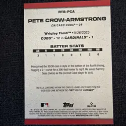 2026 Topps Series 2 Pete Crow-armstrong GameUsed Base Relic Rtb-pca - Image 2