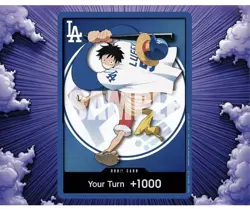 PRESALE Dodgers x ONE PIECE Monkey D Luffy Promo Card 7/2/2026 Stadium Exclusive - Image 1
