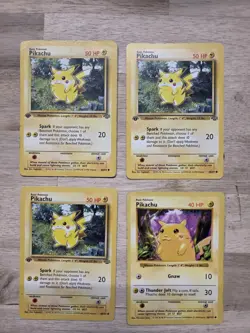Pokemon 3 Pikachu Jungle 1st edition Cards & Red Cheek Shadowless Pikachu Card - Image 1