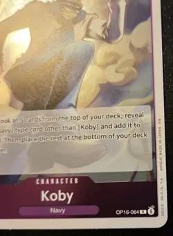 Koby OP16-064 Foil Rare The Time Of Battle One Piece Card Game - Image 5