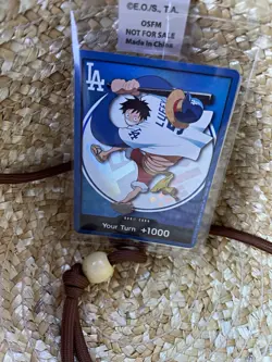 2026 Dodgers One Piece Promo Card Monkey D Luffy SGA In Hand Ships 7/3 - Image 1