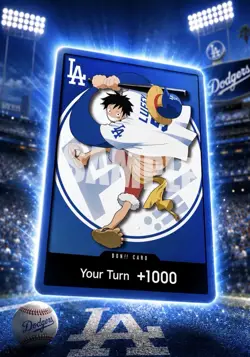 2026 Dodgers One Piece Promo Card Monkey D Luffy SGA In Hand Ships 7/3 - Image 3