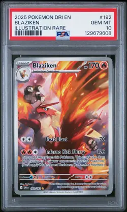 2025 POKEMON DRI EN-DESTINED RIVALS ILLUSTRATION RARE #192 BLAZIKEN PSA 10 - Image 1