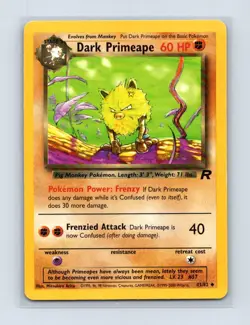 Dark Primeape 43/82 Uncommon Team Rocket Pokemon Unlimited Lightly Played - Image 1