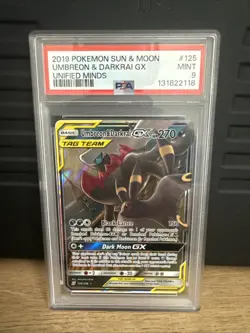 Pokemon Umbreon & Darkrai GX Unified Minds Ultra Rare Holo 125/236 PSA 9 - Image 1