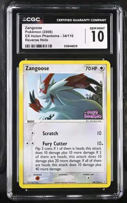 CGC 10 Zangoose 34/110 Reverse Holo Stamped EX Holon Phantoms Pokemon Card - Image 1