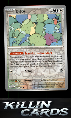 Reverse Holofoil Ditto 132/165 Pokemon Rare SV: Scarlet & Violet 151 Card NM - Image 1