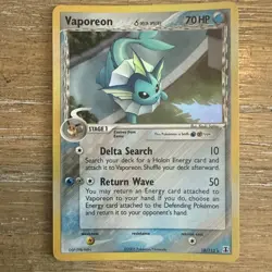 Pokemon Card Delta Species Vaporeon 18/113 Holo Rare Played Condition - Image 1