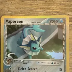Pokemon Card Delta Species Vaporeon 18/113 Holo Rare Played Condition - Image 2