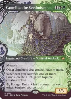 Camellia, the Seedmiser (Showcase) -Foil Medium Play MTG Bloomburrow - Image 1