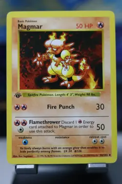 Pokemon TCG Magmar Base Set 1st Edition Uncommon Card 36/102 - Image 1