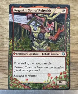 Rograkh, Son of Rohgahh Altered Hand-Painted MTG Card border extension - Image 1