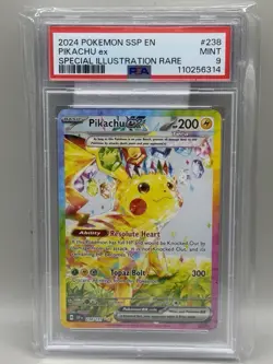 Pokemon TCG Surging Sparks Pikachu EX Card 2024 SIR, 238/191, PSA 9 Mint - Image 1
