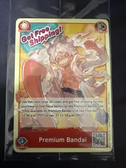NM Premium Bandai Gear 5 Monkey D. Luffy Promo Shipping Card - ENGLISH SEALED - Image 1