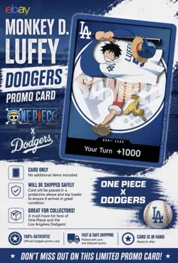 2026 ONE PIECE LOS ANGELES DODGERS MONKEY D LUFFY DON CARD PROMO 7/2/26 PRESALE - Image 2