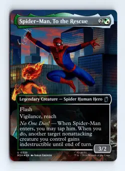Spider-Man, To the Rescue (Borderless Foil) 0335 (U) MTG Marvel Super Heroes MSH - Image 1