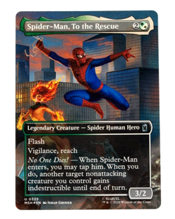 Spider-Man, To the Rescue Marvel Super Heroes 0335 MTG Borderless Foil NM - Image 1