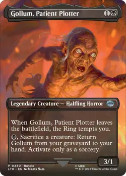 MTG Gollum, Patient Plotter Borderless Foil Unique Miscellaneous Promos # 450 NM - Image 1