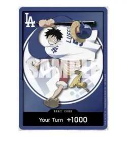 PRESALE ONE PIECE X DODGERS PROMO MONKEY D LUFFY DON CARD CARD ONLY SHIPS 7/3/26 - Image 1