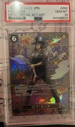 Bandai 2023 One Piece Card Game Rob Lucci OP03-092 SP Alt Art PSA 10 - Image 1